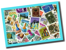 50 verschiedene Briefmarken SCHACH