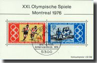 Allemagne : Mini-Feuillet JO Montreal 1976, avec cachet spécial du 1er jour